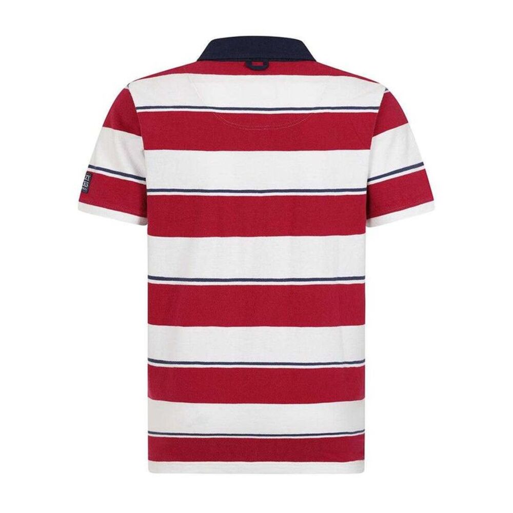 Lazy Jacks Mens Striped Short-Sleeved Rugby Polo Shirt / Rouge - Picture 2 of 3